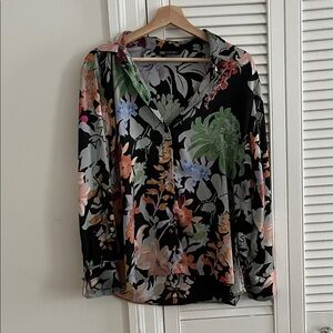 Zara Multicolor Floral Button Down Shirt